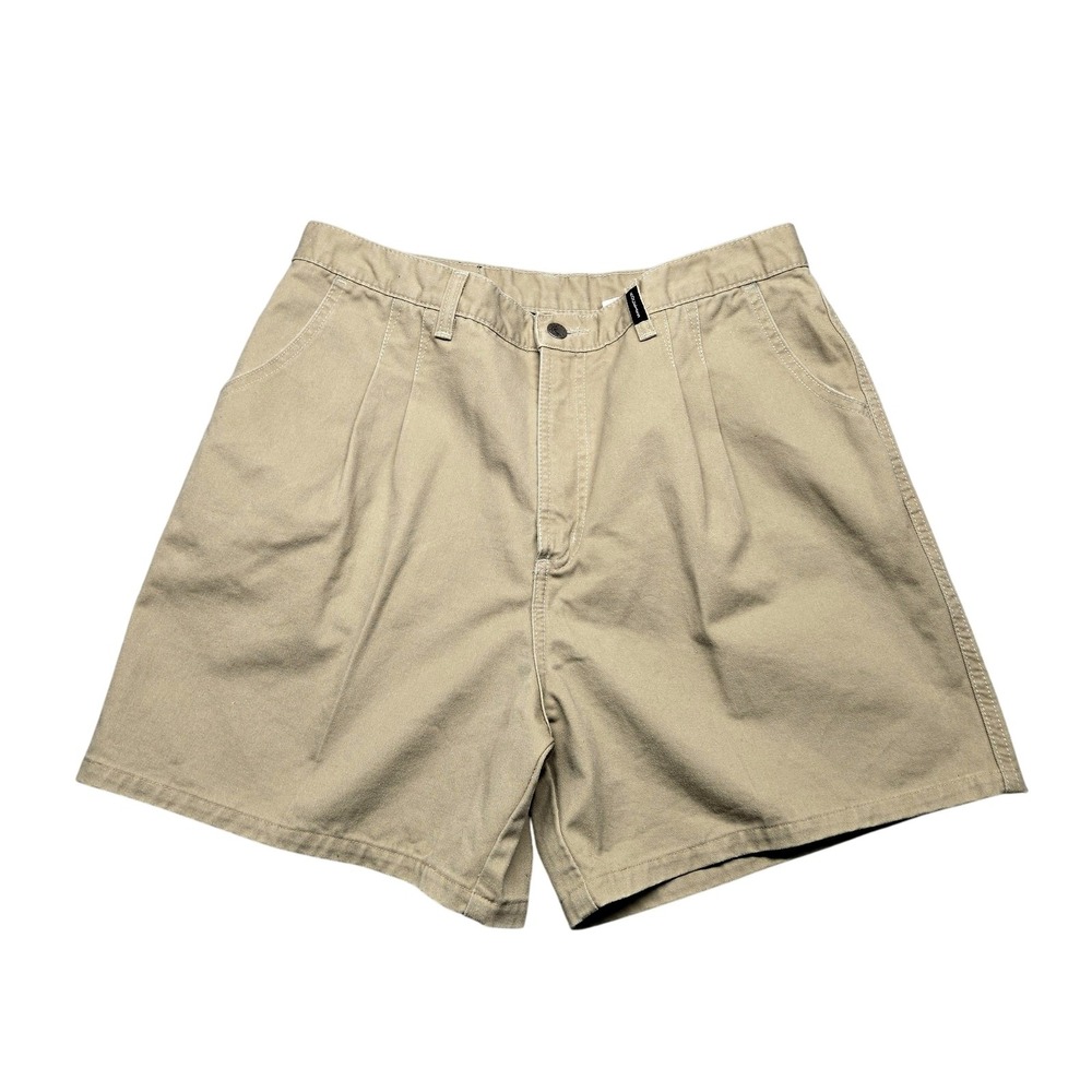 Rockies Jeanswear Shorts Womens 15/16 Khaki Cotton Pleated High Rise Made USA